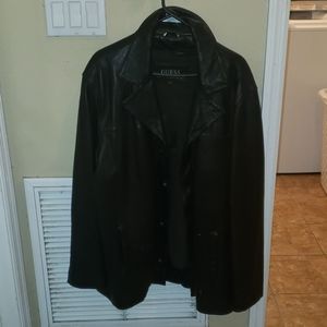 Mens Guess black leather jacket size L